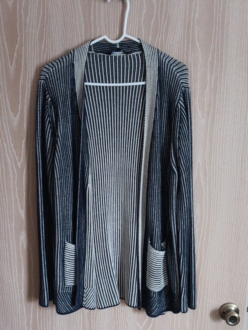Vera Wang Open-Front Cardigan Sweater - Blue & White